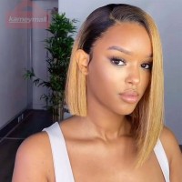 Bob Wigs Short Real Hair Wigs Wig For Short Hair Ombre Honey Blonde Straight Hair 