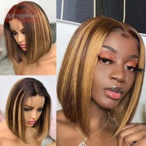 Bob Wigs Short Wigs For Women Short Blonde Wig 3×6 Lace Closure Ombre Short Wigs