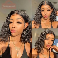 Bob Wigs Dream Hair Extension Water Wave 180% Density Lace Front Wig Kameymall